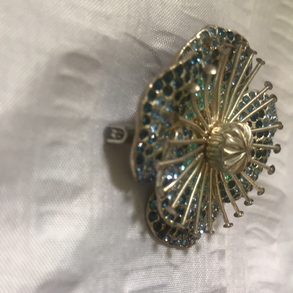 Marc Jacobs Brooch Designer Jewellery blue crystals/rhinestone flower - Picture 6 of 16